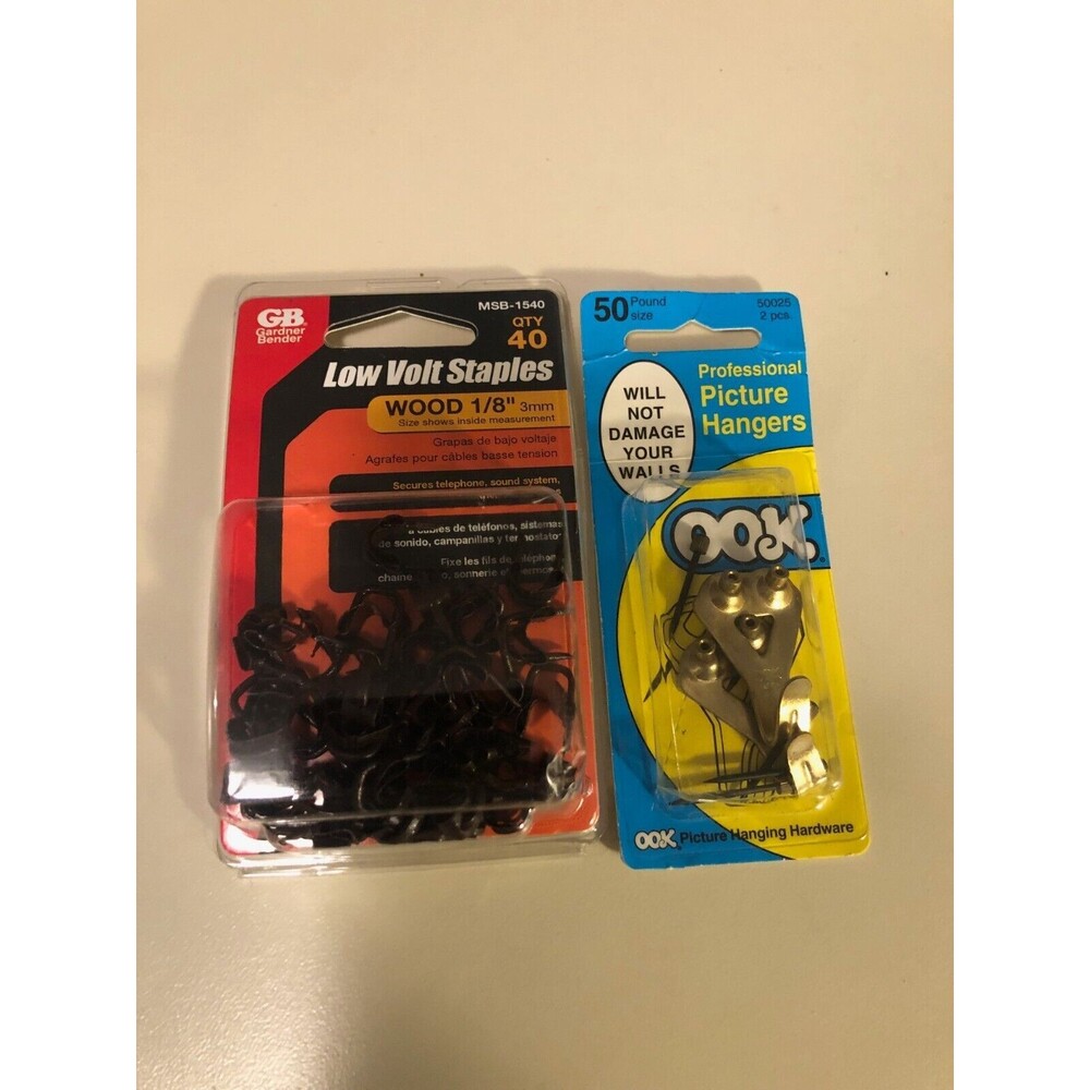 Gardner Bender 1/8" Brown Low Voltage STAPLE 40‎ ct w/ free picture hangers